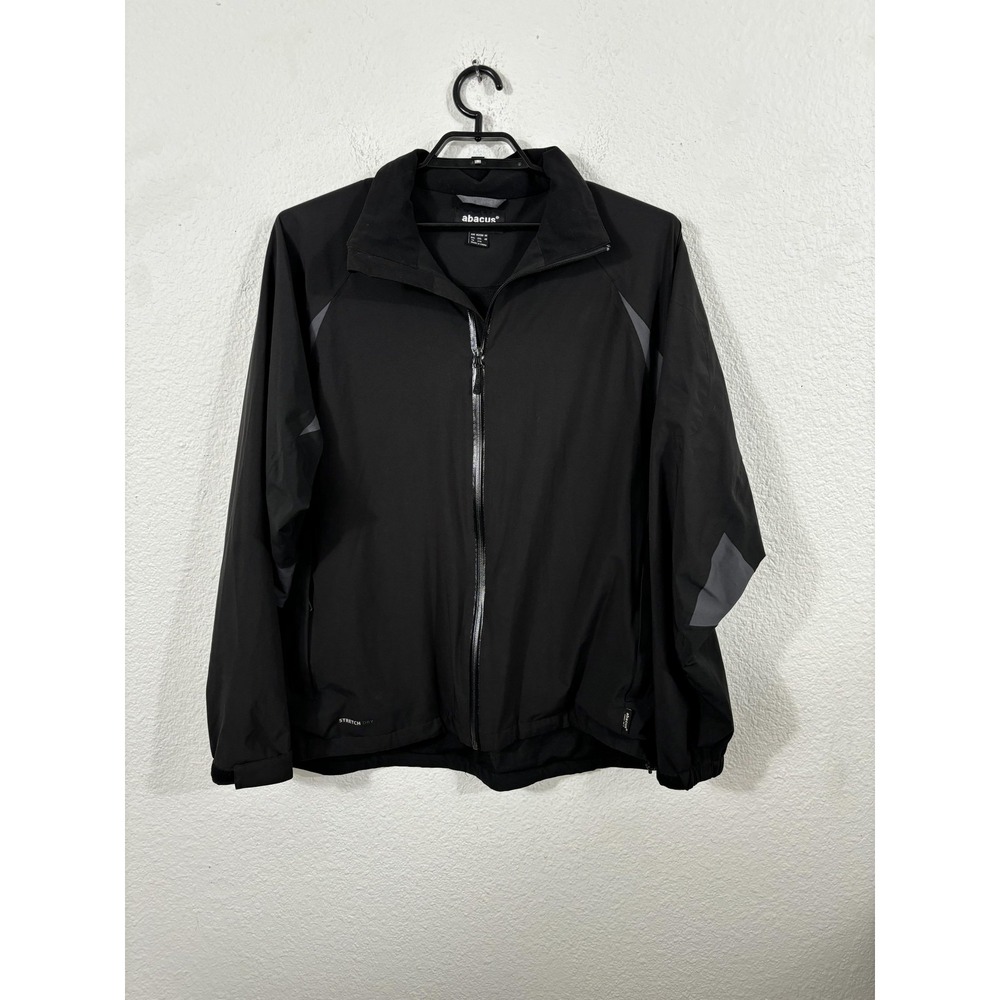 Abacus Jacket Mens‎ 2XL Black Stretch Dry Full Zip Windbreaker Golf Outdoor Coat